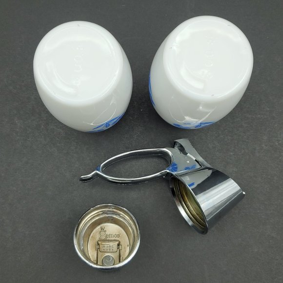 Gemco Cornflower Blue Sugar & Creamer Set Blue Cornflower Sugar Syrup Dispensers - Picture 9 of 10